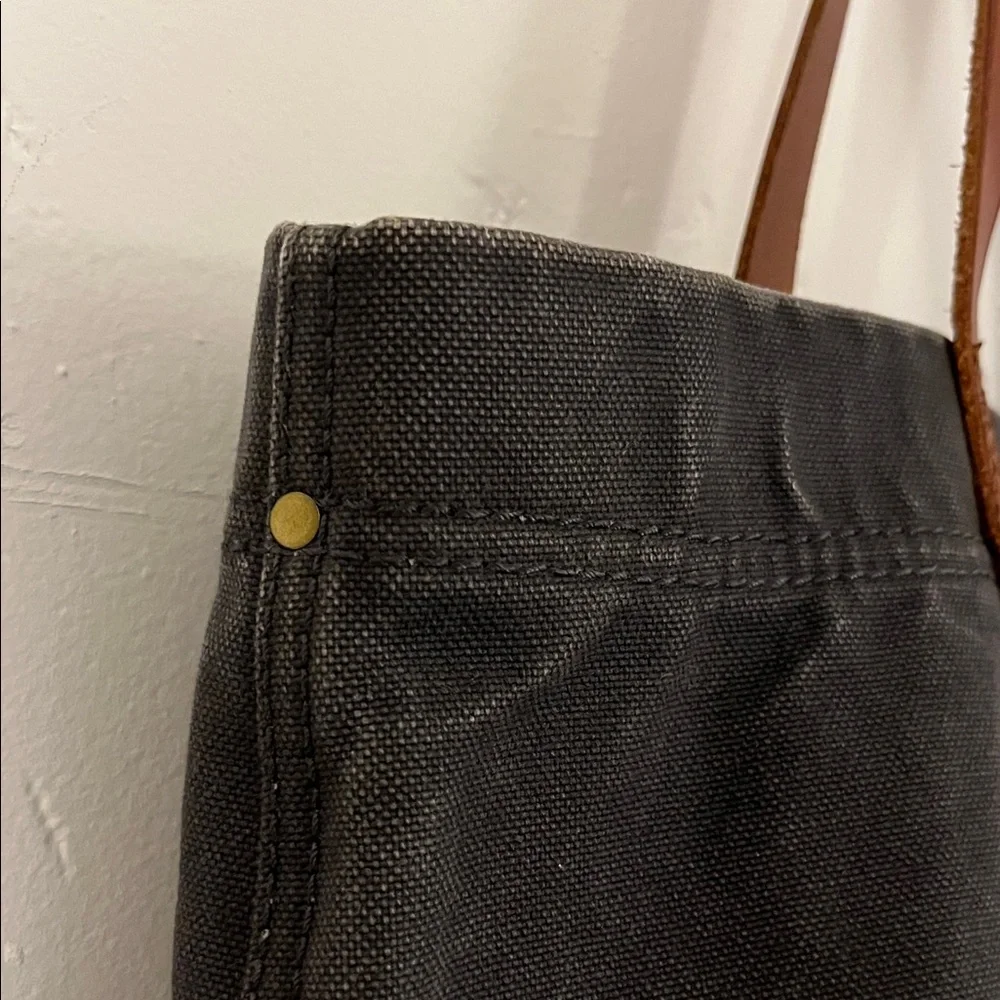 Madewell dark navy Tote with Brown leather Handles - Picture 4 of 16